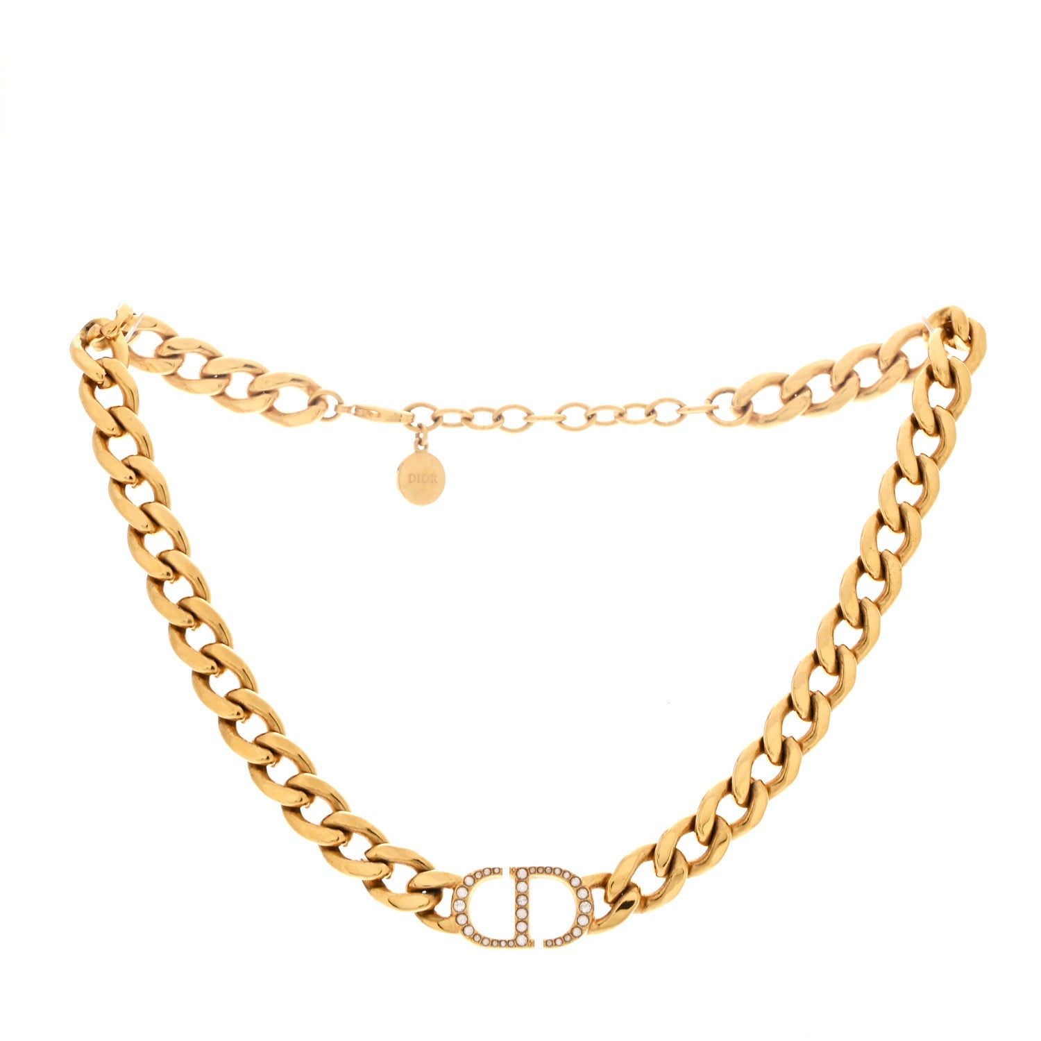 Christian Dior Metal Crystal 30 Montaigne Necklace  Gold 3 of 6