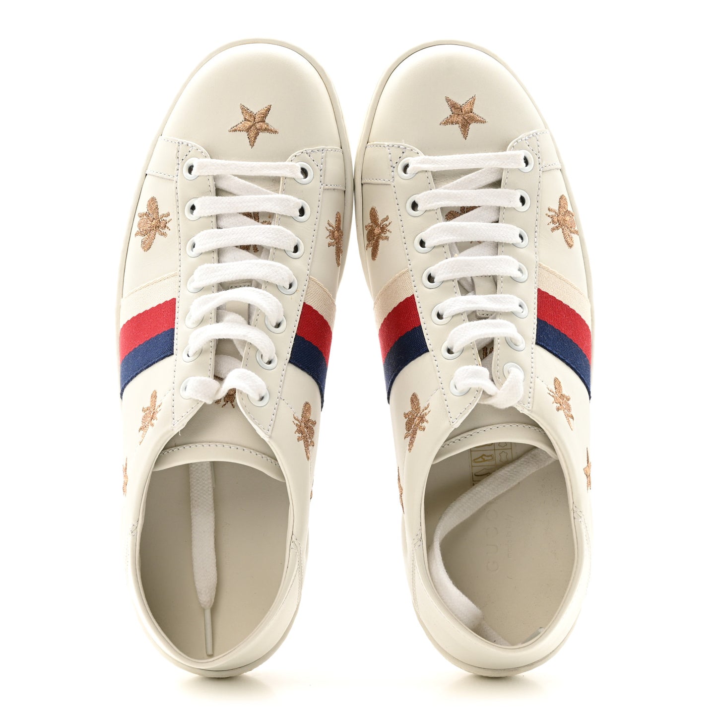 Calfskin Bee Star Embroidered Sylvie Web Ace Sneakers 38 White