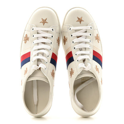 Gucci Calfskin Bee Star Embroidered Sylvie Web Ace Sneakers 38 White 2 of 13
