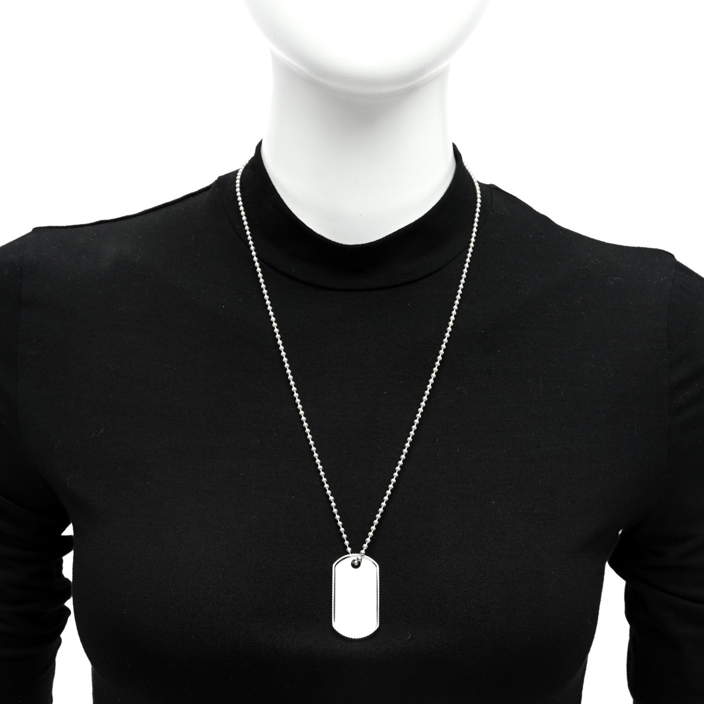 Sterling Silver Coin Edge Dog Tag Pendant Necklace