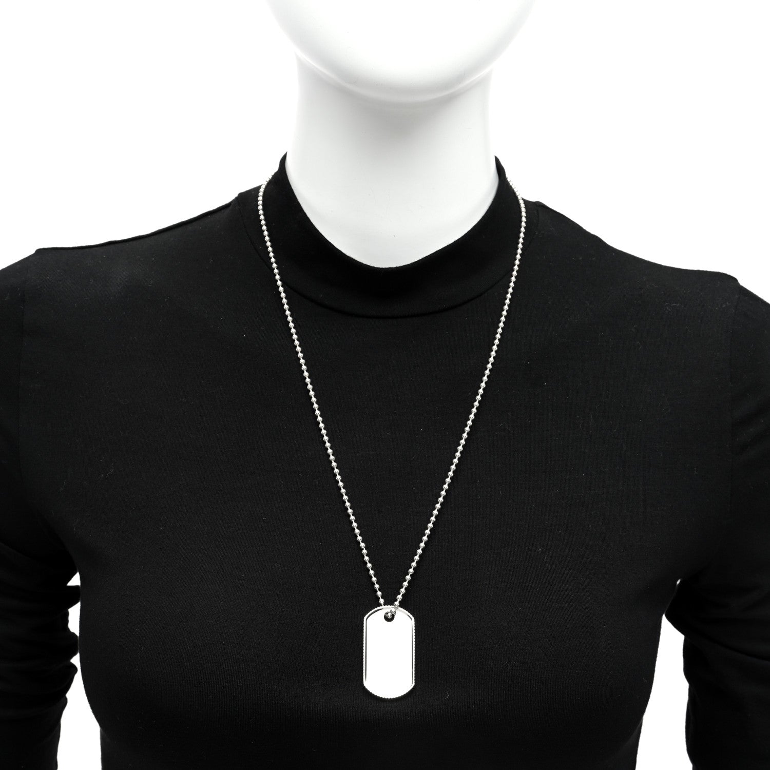 Tiffany Sterling Silver Coin Edge Dog Tag Pendant Necklace 2 of 5