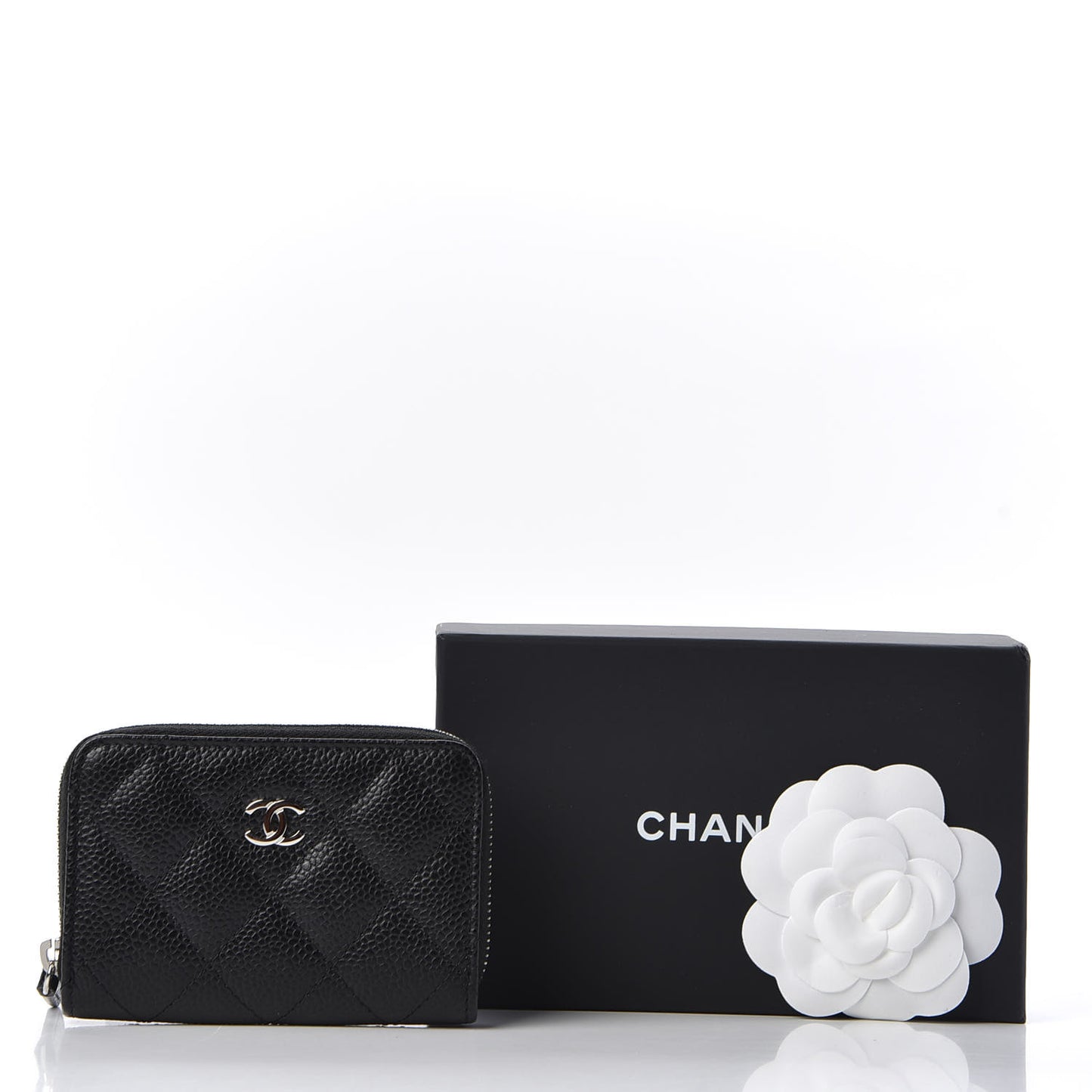 Caviar Quilted Zip Coin Purse Black
