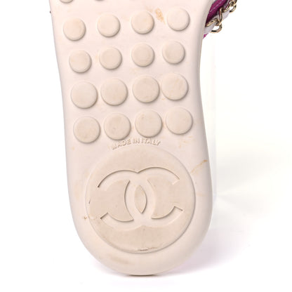 Chanel Cotton Lambskin CC Chain Thong Sandals 36 Pink Ecru 7 of 9