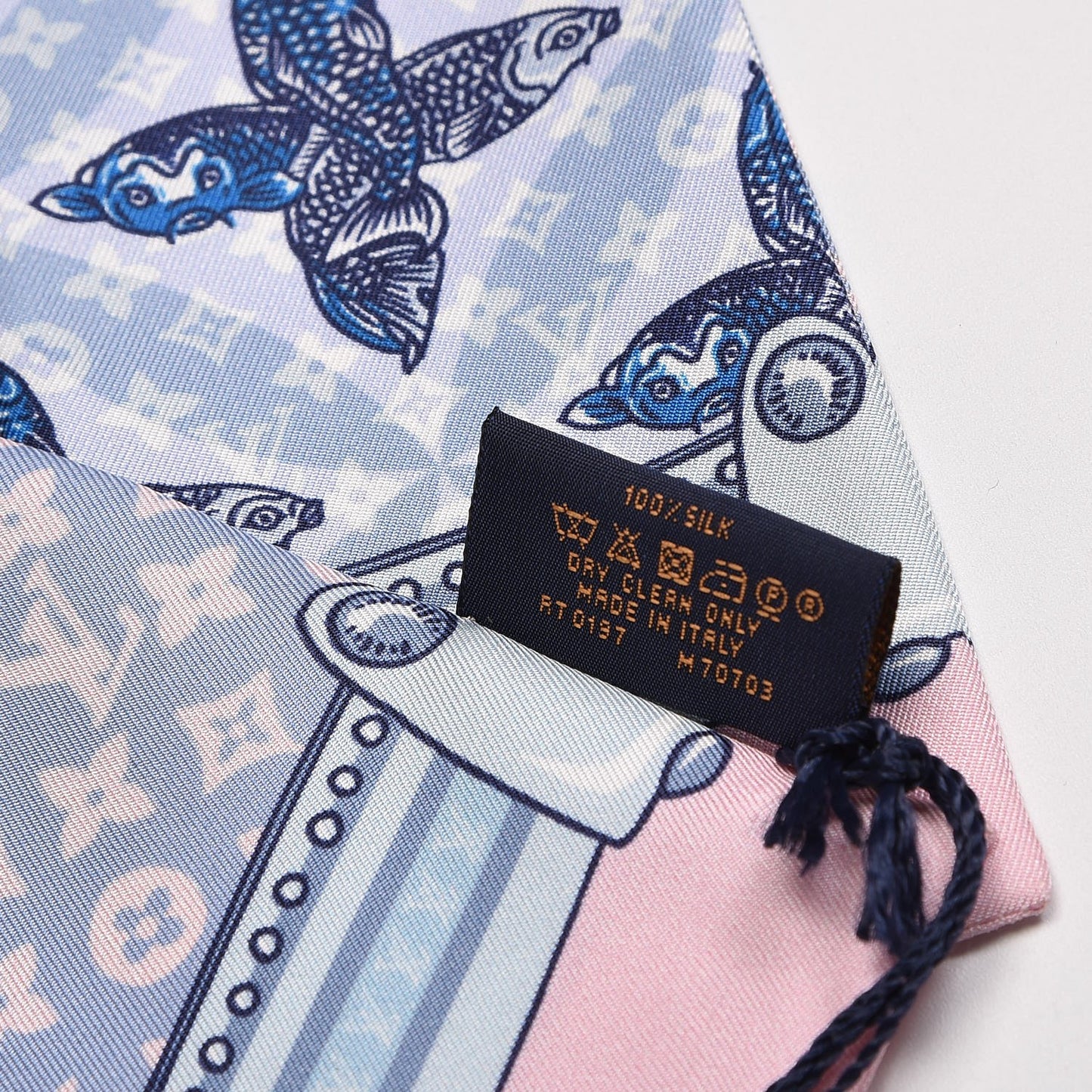 Silk Monogram Koi Fish Animalle Bandeau Blue