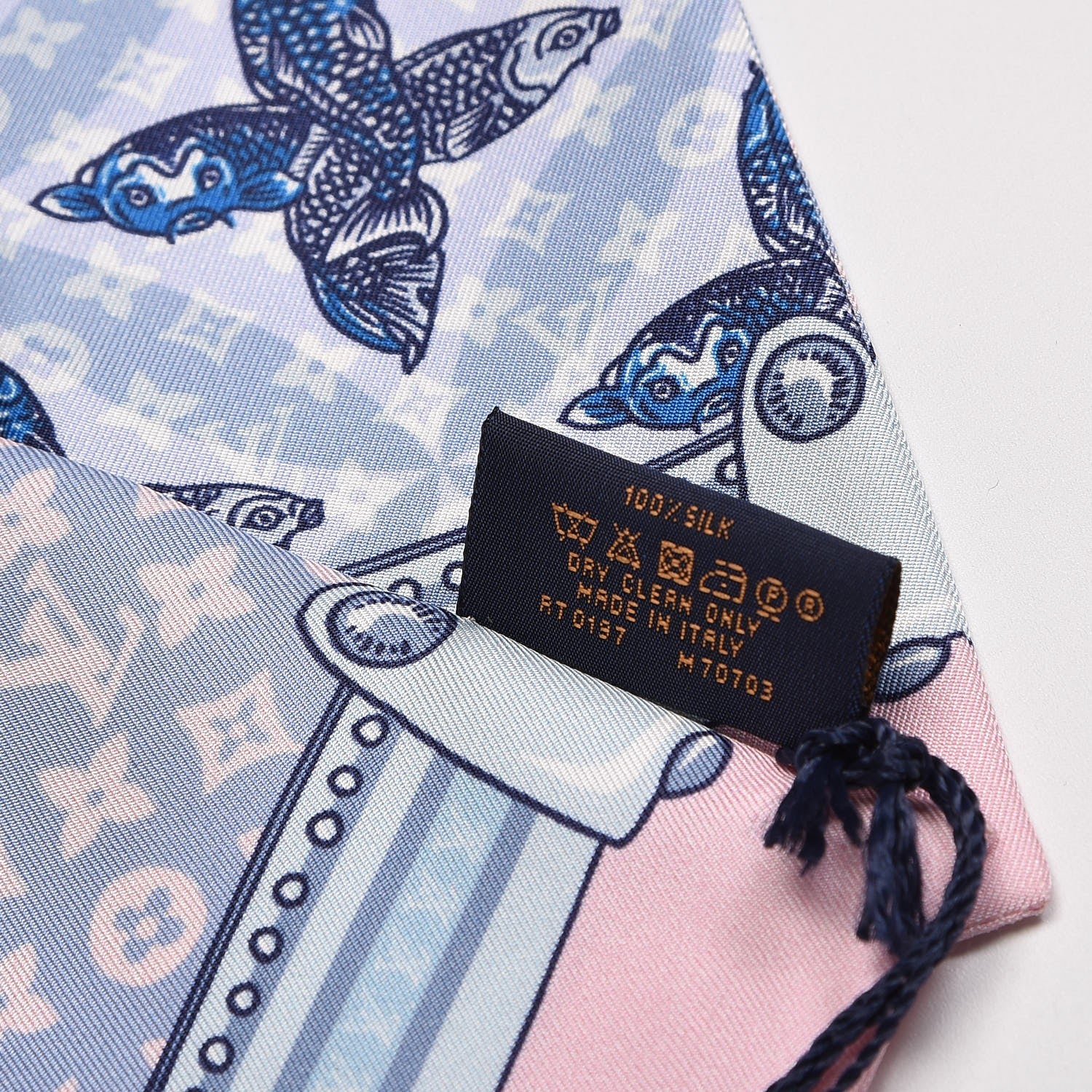 Louis Vuitton Silk Monogram Koi Fish Animalle Bandeau Blue 5 of 5