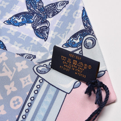 Louis Vuitton Silk Monogram Koi Fish Animalle Bandeau Blue 5 of 5