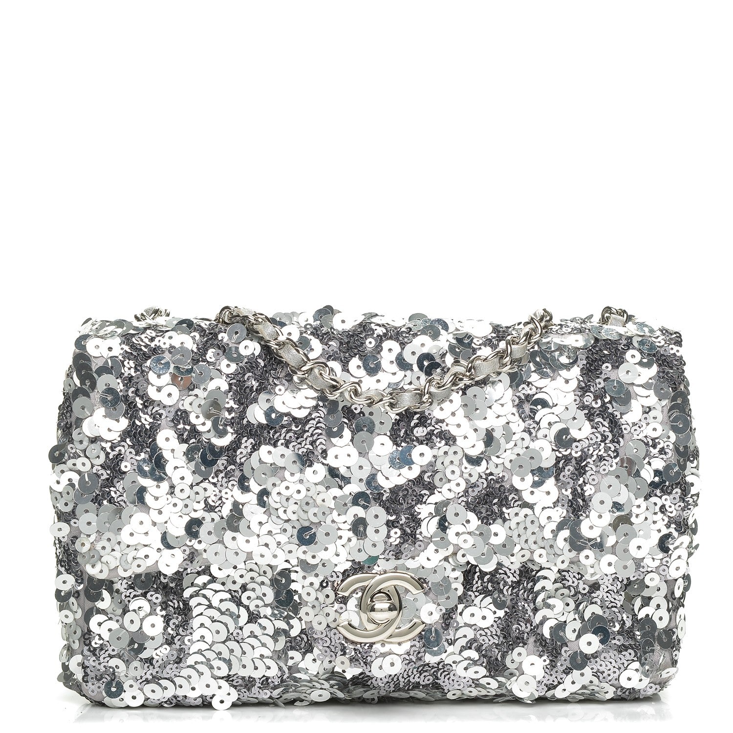 Chanel Sequin Classic Small Flap Silver 1 of 7