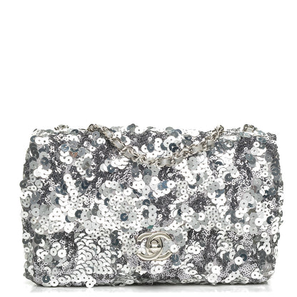 Chanel Sequin Classic Small Flap Silver 1 of 7