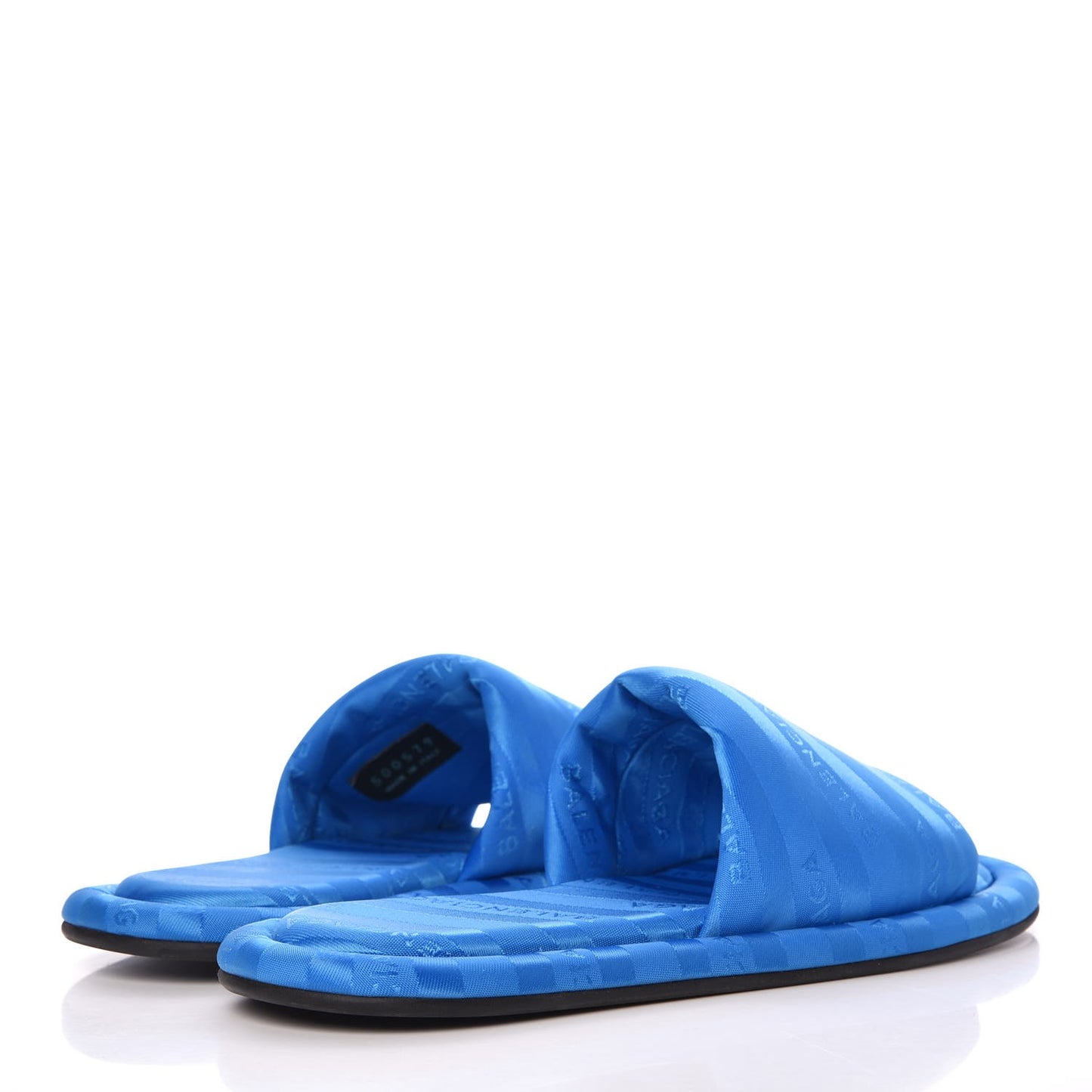Nylon Jacquard Diagonal Logo Hotel Slide Sandals 35 Bleu