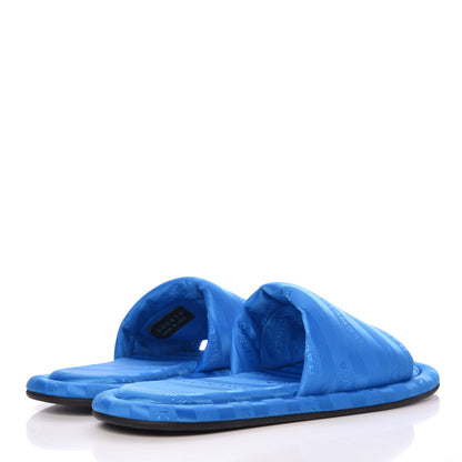 Balenciaga Nylon Jacquard Diagonal Logo Hotel Slide Sandals 35 Bleu 4 of 9