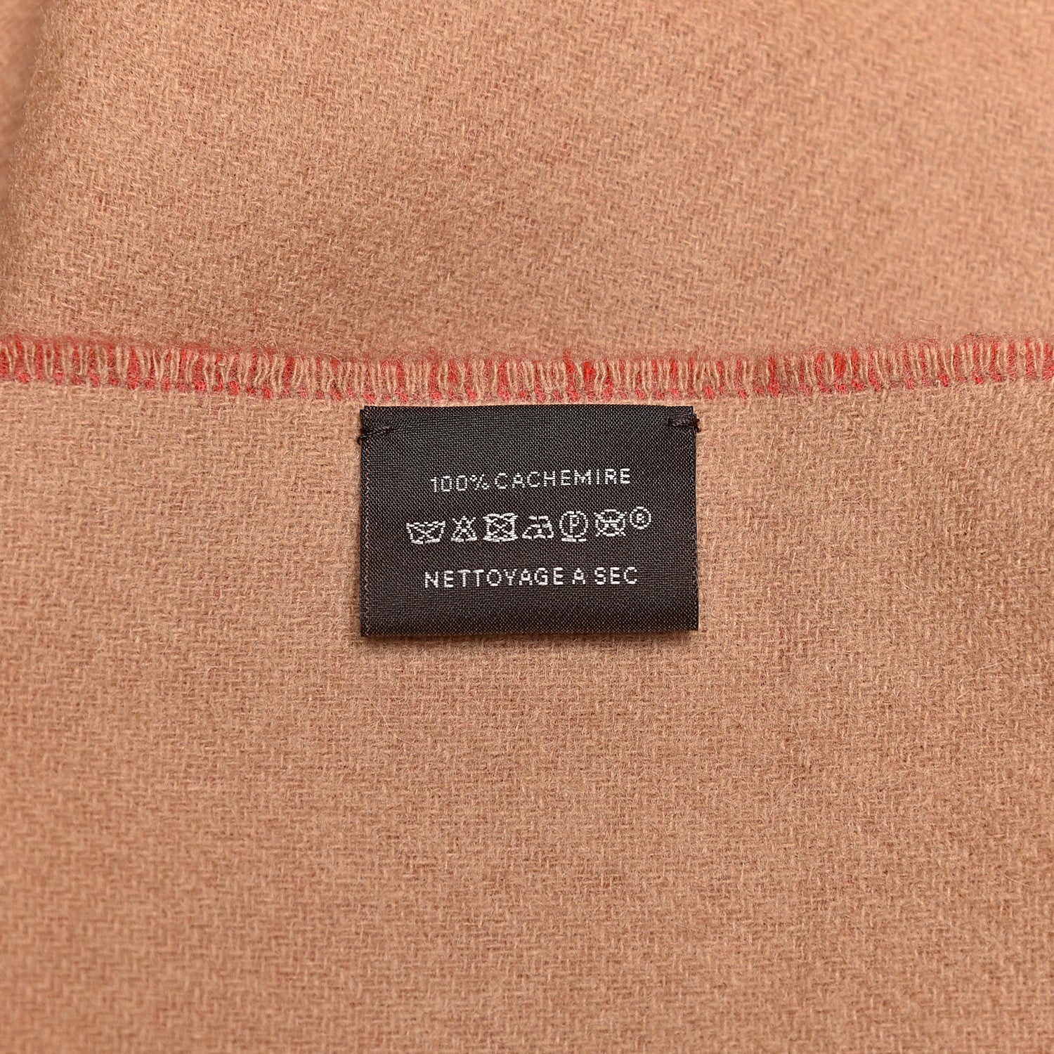 Hermes Cashmere Fringe Stole Camel Rouge Casaque 5 of 5