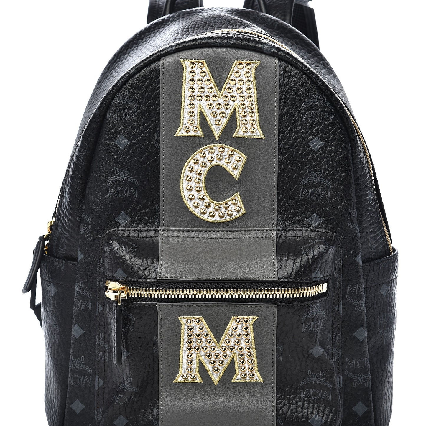 Visetos Studded Small Studded Logo Stripe Backpack Black