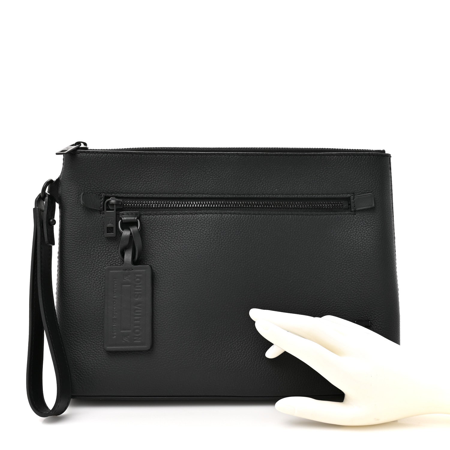 Louis Vuitton Grained Calfskin Aerogram Takeoff Pouch Black 2 of 11