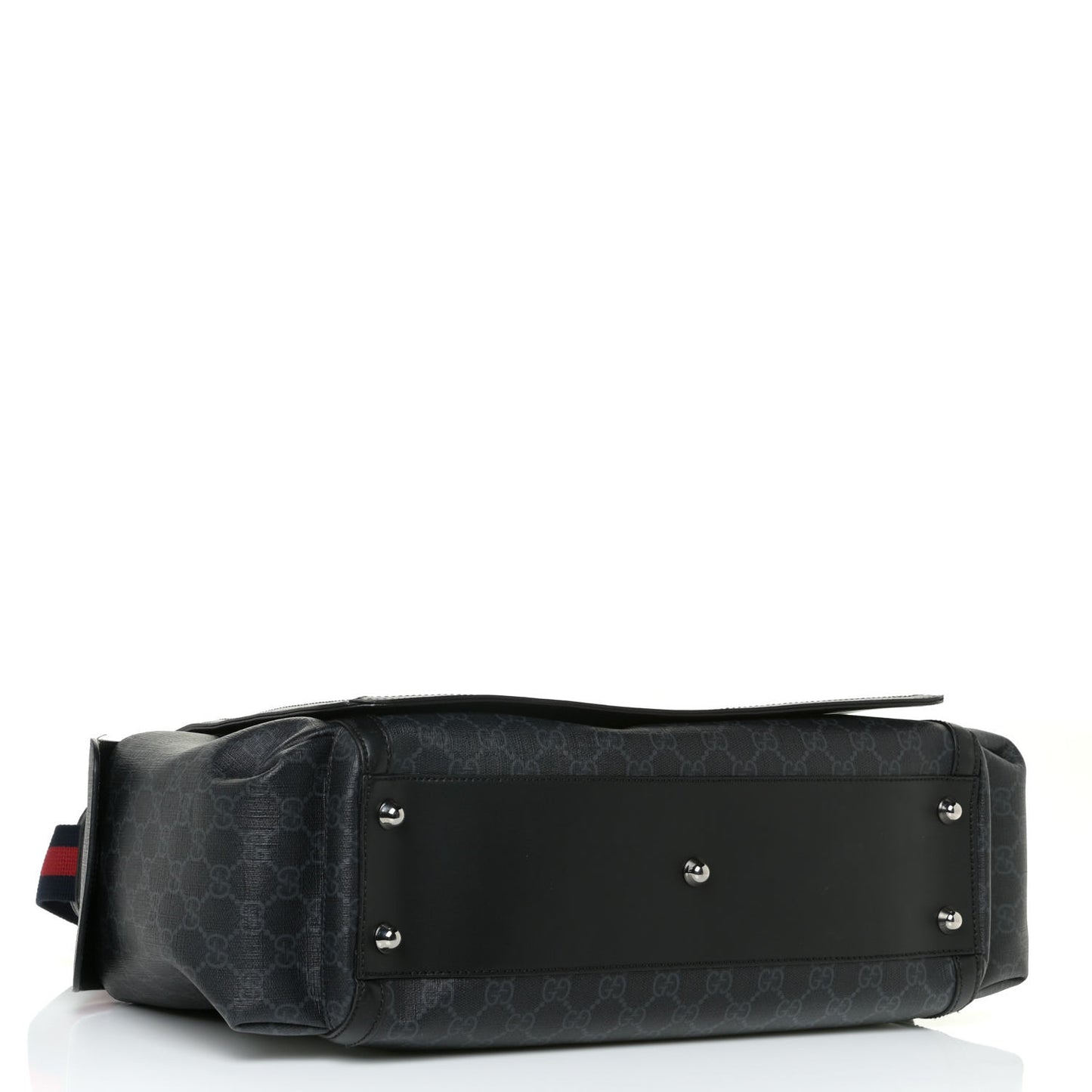 GG Supreme Monogram Web Messenger Diaper Bag Black Grey