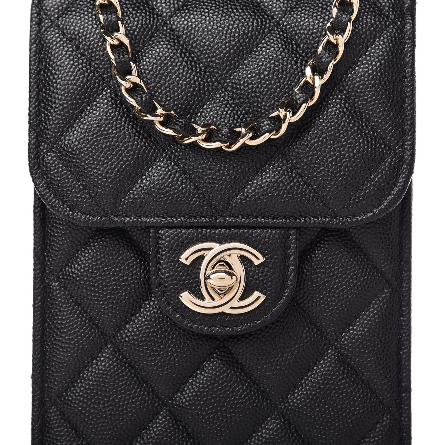 Caviar Quilted Classic Phone Holder Black