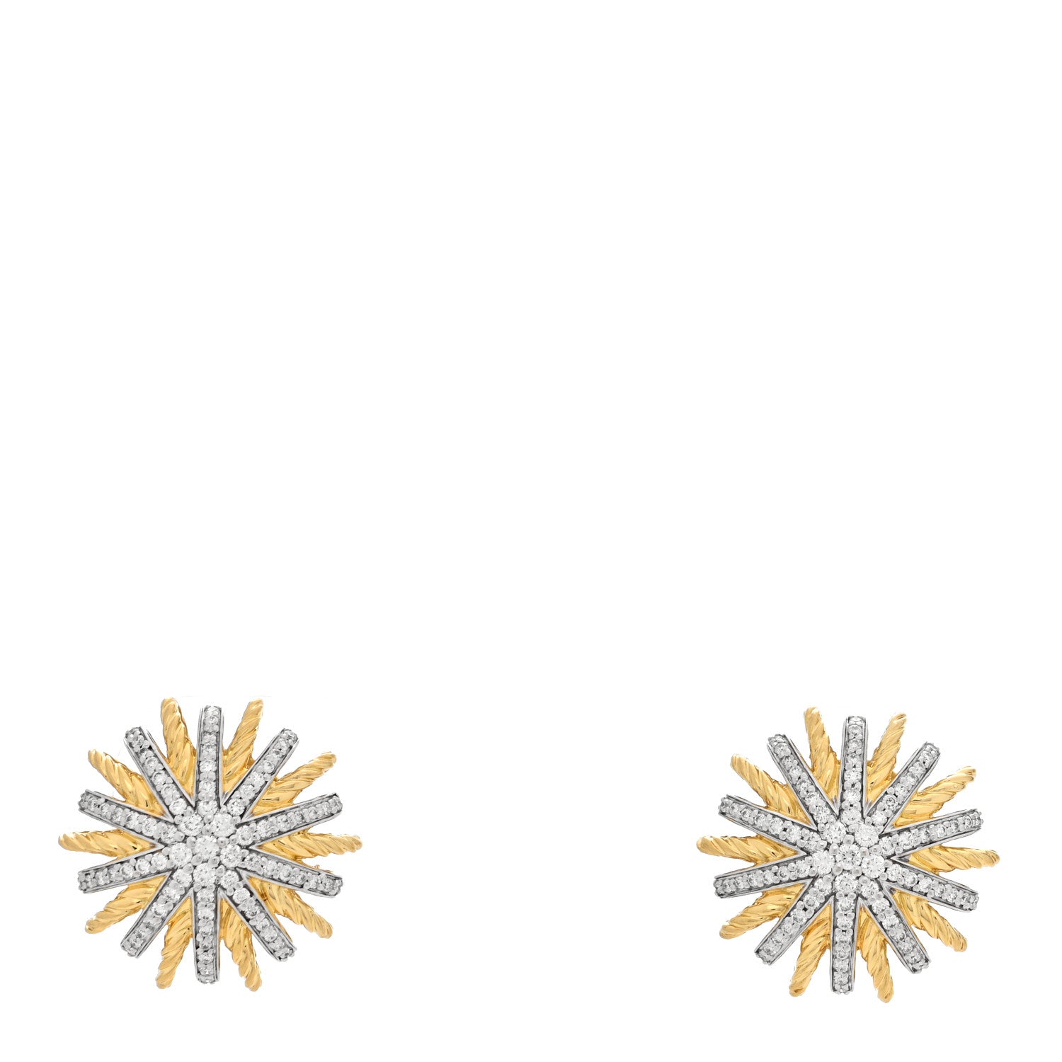 David Yurman 18K Yellow Gold Diamond 18mm Starburst Earrings 1 of 4