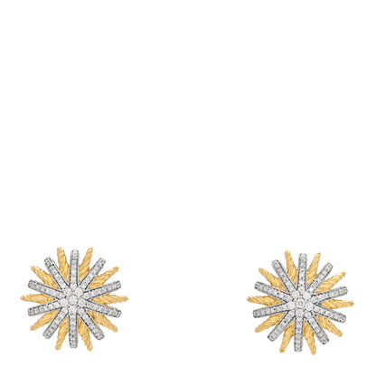 David Yurman 18K Yellow Gold Diamond 18mm Starburst Earrings 1 of 4