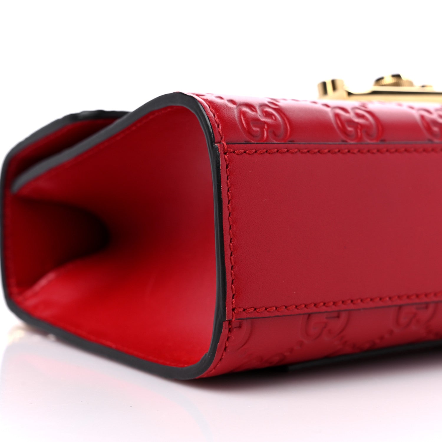 Gucci Guccissima Small Padlock Shoulder Bag Hibiscus Red 8 of 11
