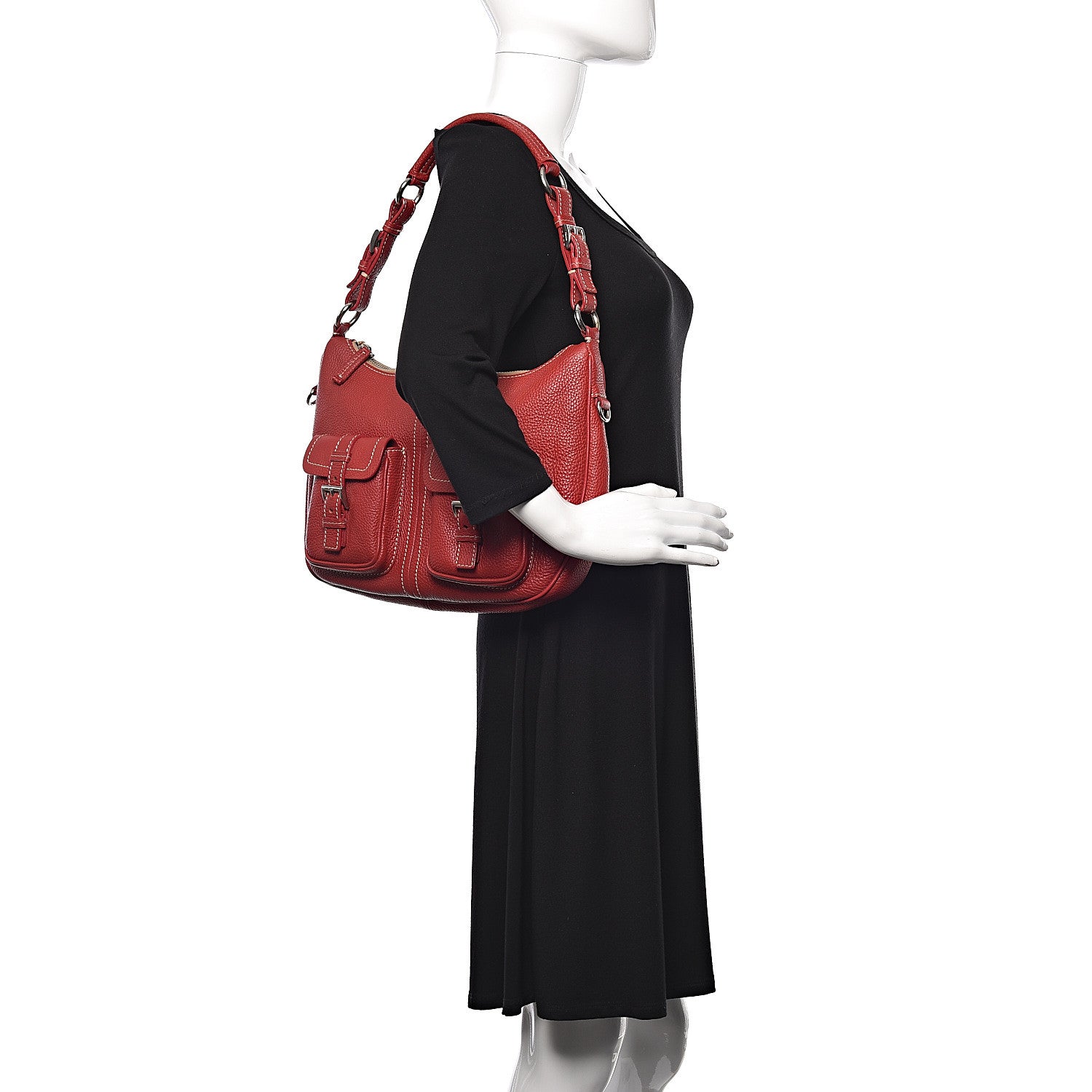 Prada Vitello Daino Hobo Rosso 2 of 14