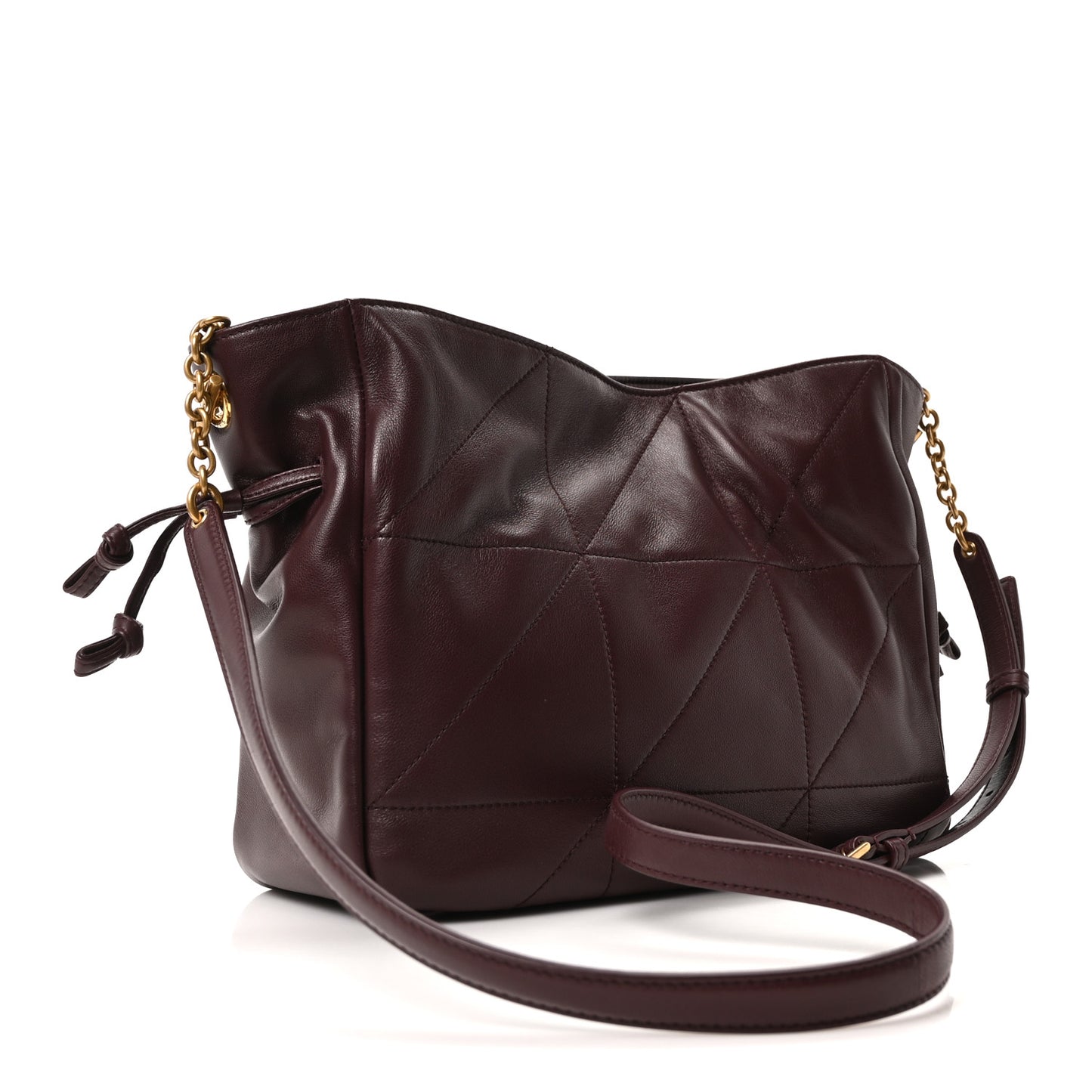 Lambskin Matelasse Monogram Medium Jamie Shoulder Pouch Bag Rouge Cabernet