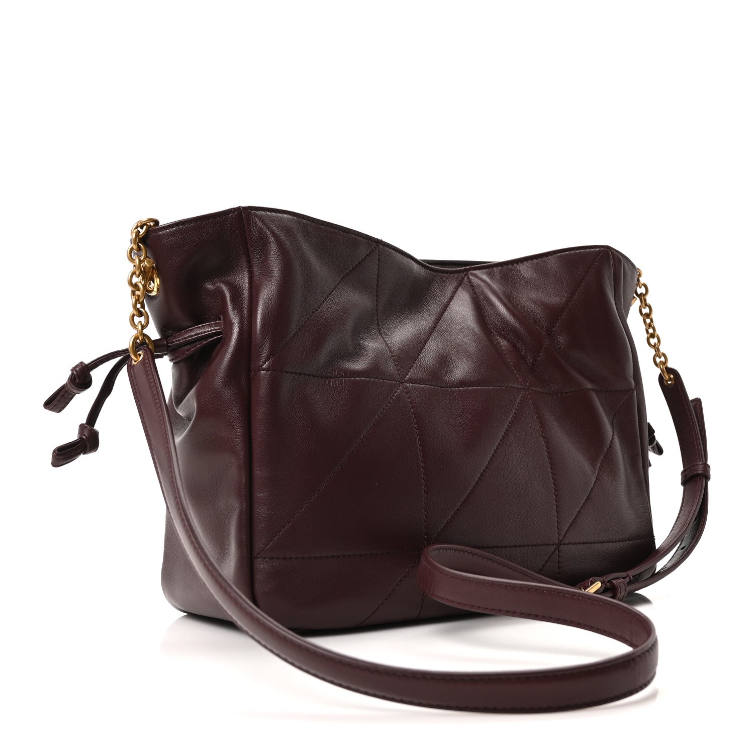 Saint Laurent Lambskin Matelasse Monogram Medium Jamie Shoulder Pouch Bag Rouge Cabernet 3 of 10