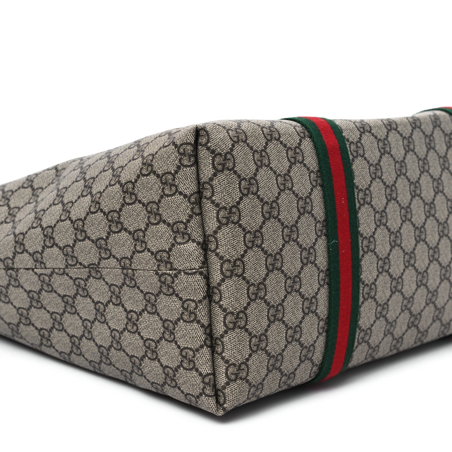 Gucci Tender GG Supreme Monogram Textured Dollar Calfskin Web Tote Beige Ebony New Acero 9 of 11