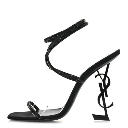 Saint Laurent Satin Crystal Opyum 110 Sandals 42 Black 1 of 11