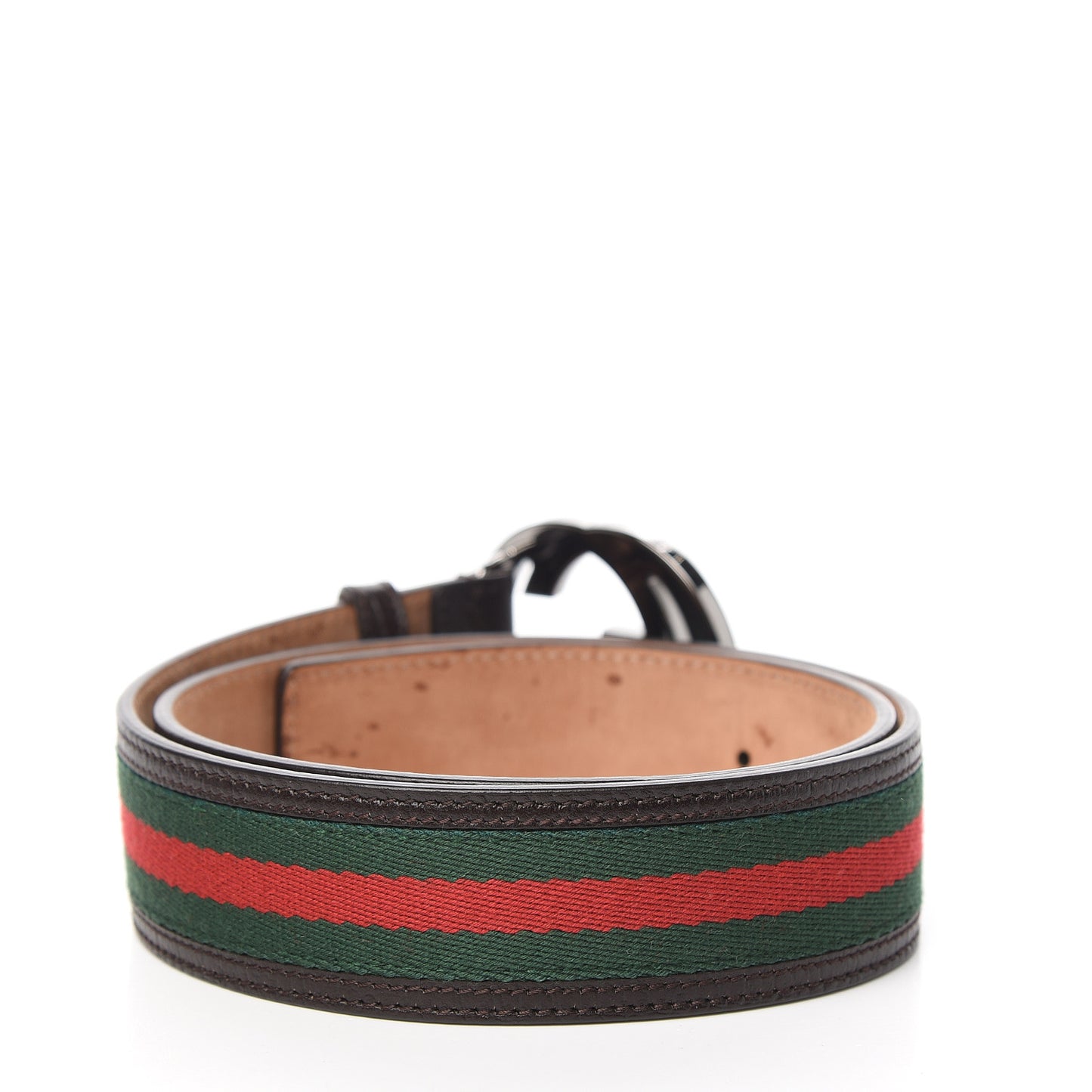 Calfskin Web Interlocking G Belt 80 32 Dark Brown
