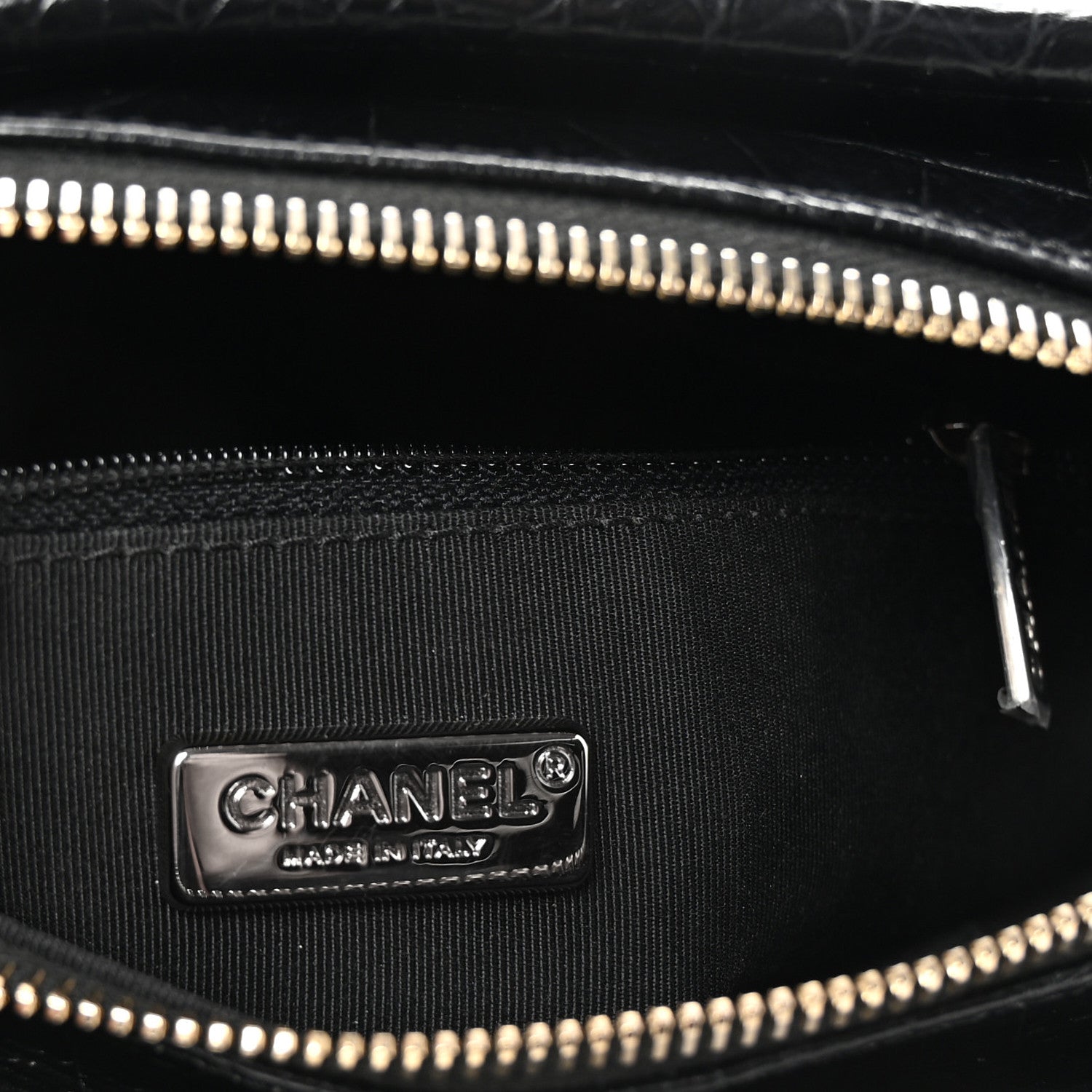 Chanel Calfskin Crocodile Embossed Small Gabrielle Cocodile Hobo Black 6 of 10
