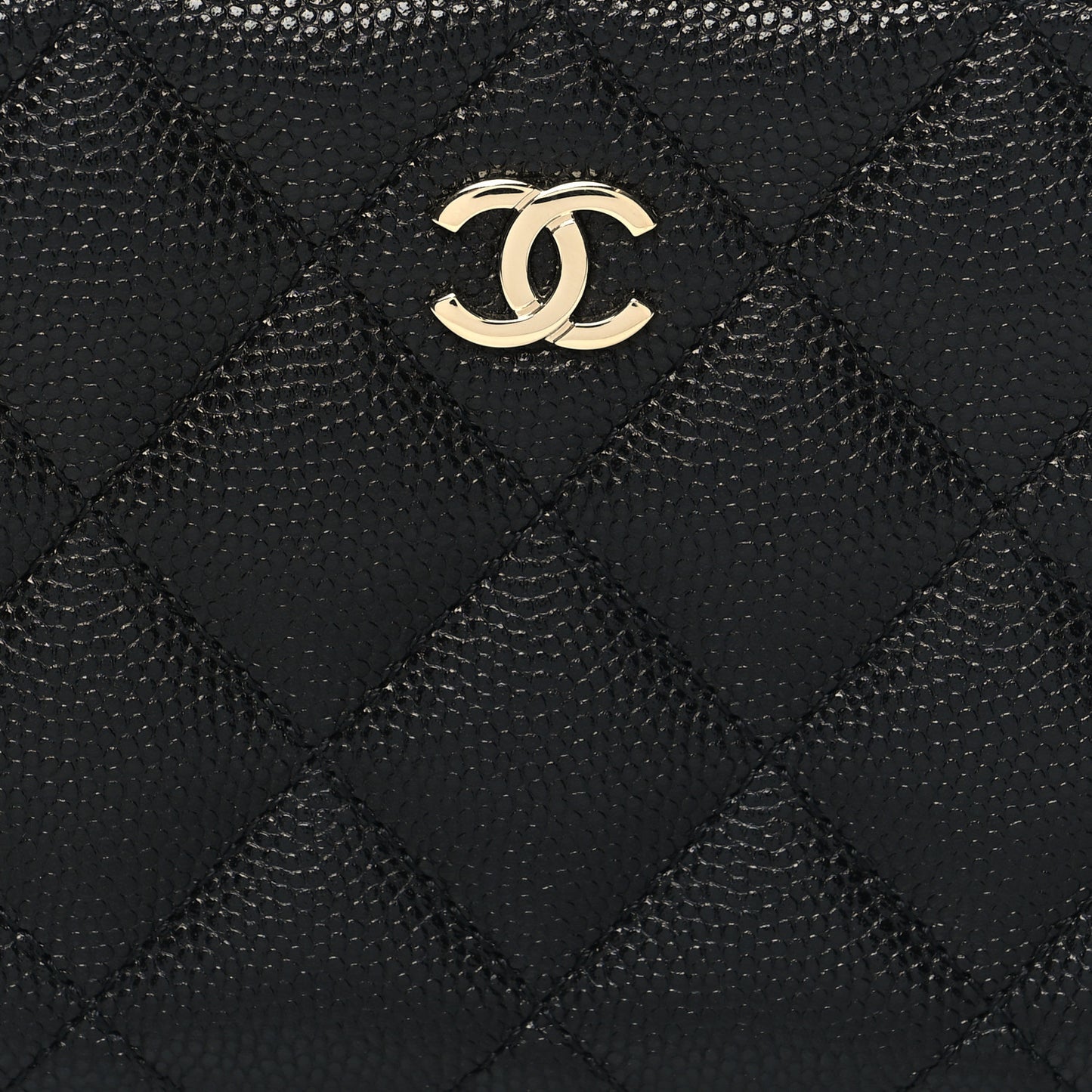 Caviar Quilted Medium Zip Around Wallet Black