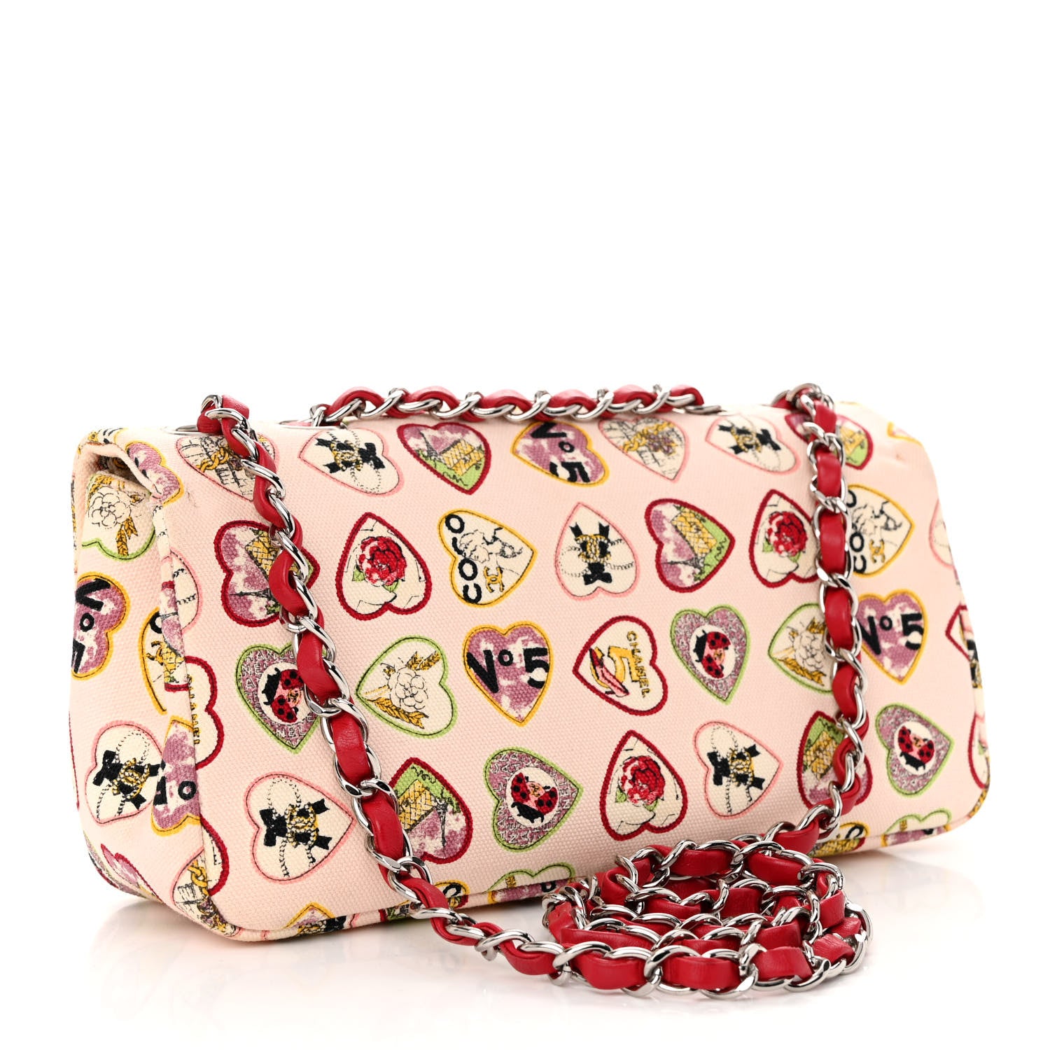 Chanel Canvas Coco Hearts Small Flap Bag Pink 3 of 12