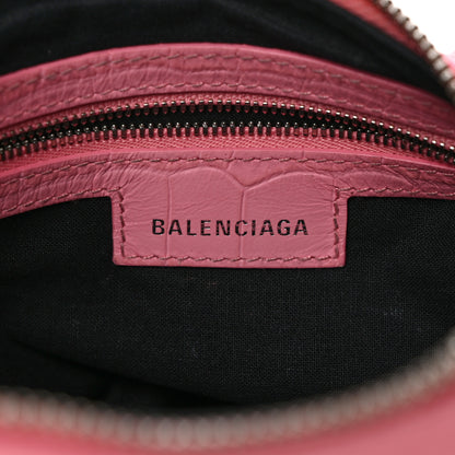 Balenciaga Extra Supple Calfskin Crocodile Embossed Small Le Cagole Shoulder Bag Sweet Pink 6 of 9