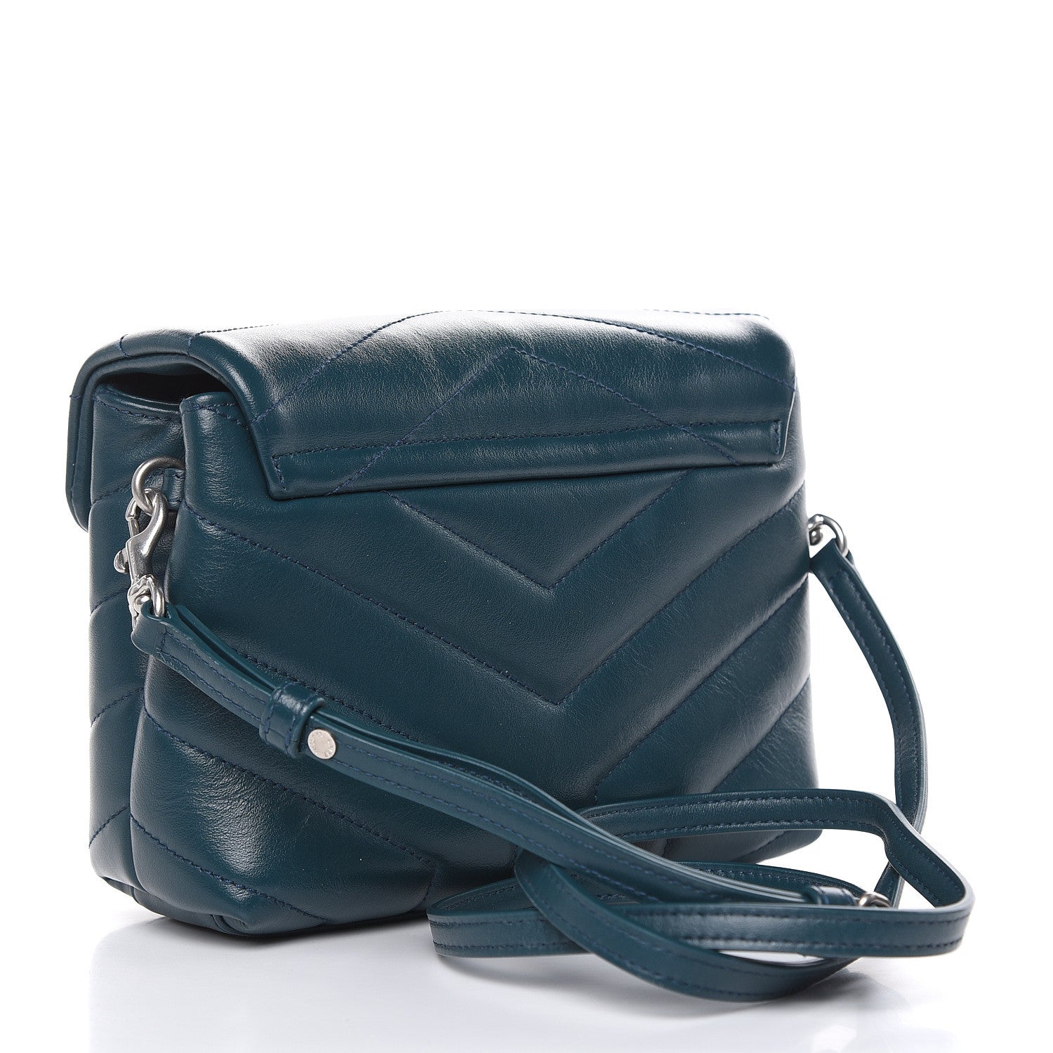 Saint Laurent Calfskin Y Quilted Monogram Toy Loulou Satchel Dark Turquoise 3 of 9