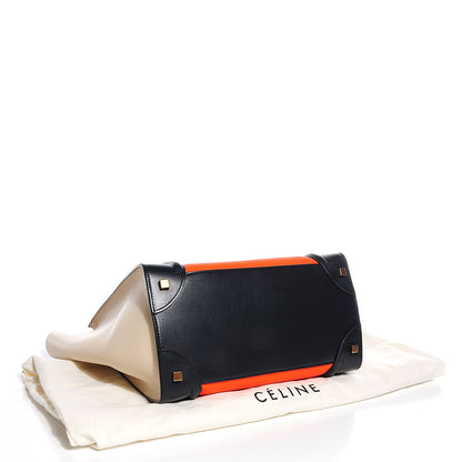 Celine Elephant Calfskin Mini Tri-Color Luggage Bright Orange 4 of 8
