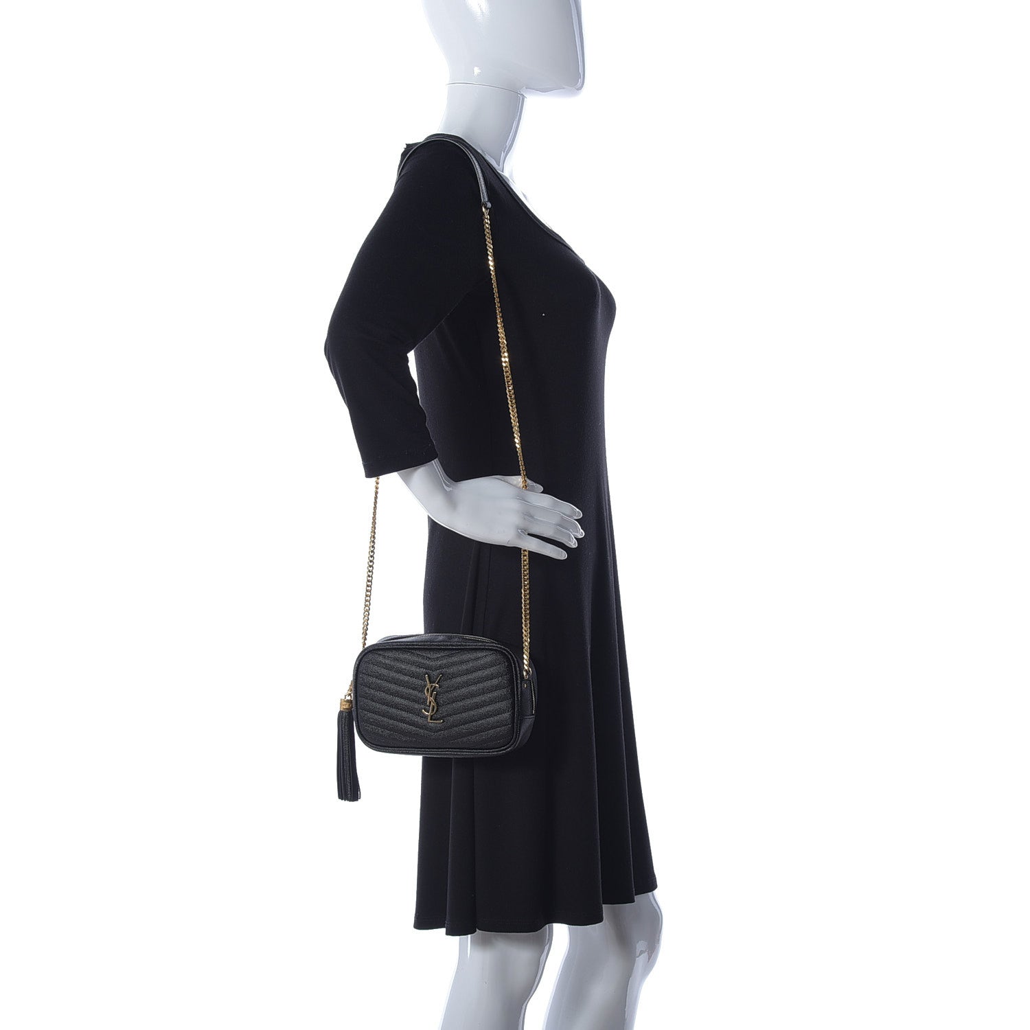 Saint Laurent Grain De Poudre Matelasse Monogram Mini Lou Camera Bag Black 2 of 8