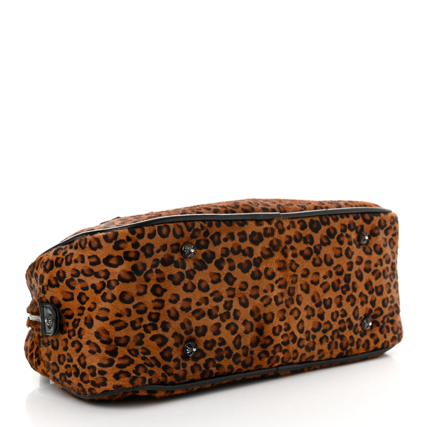 Chrome Hearts Leopard Print Hair Cross Patch Duffle Bag Black 4 of 11
