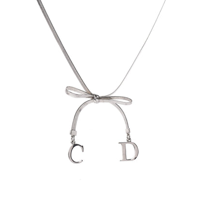 Christian Dior Bow CD Necklace Silver 4 of 6