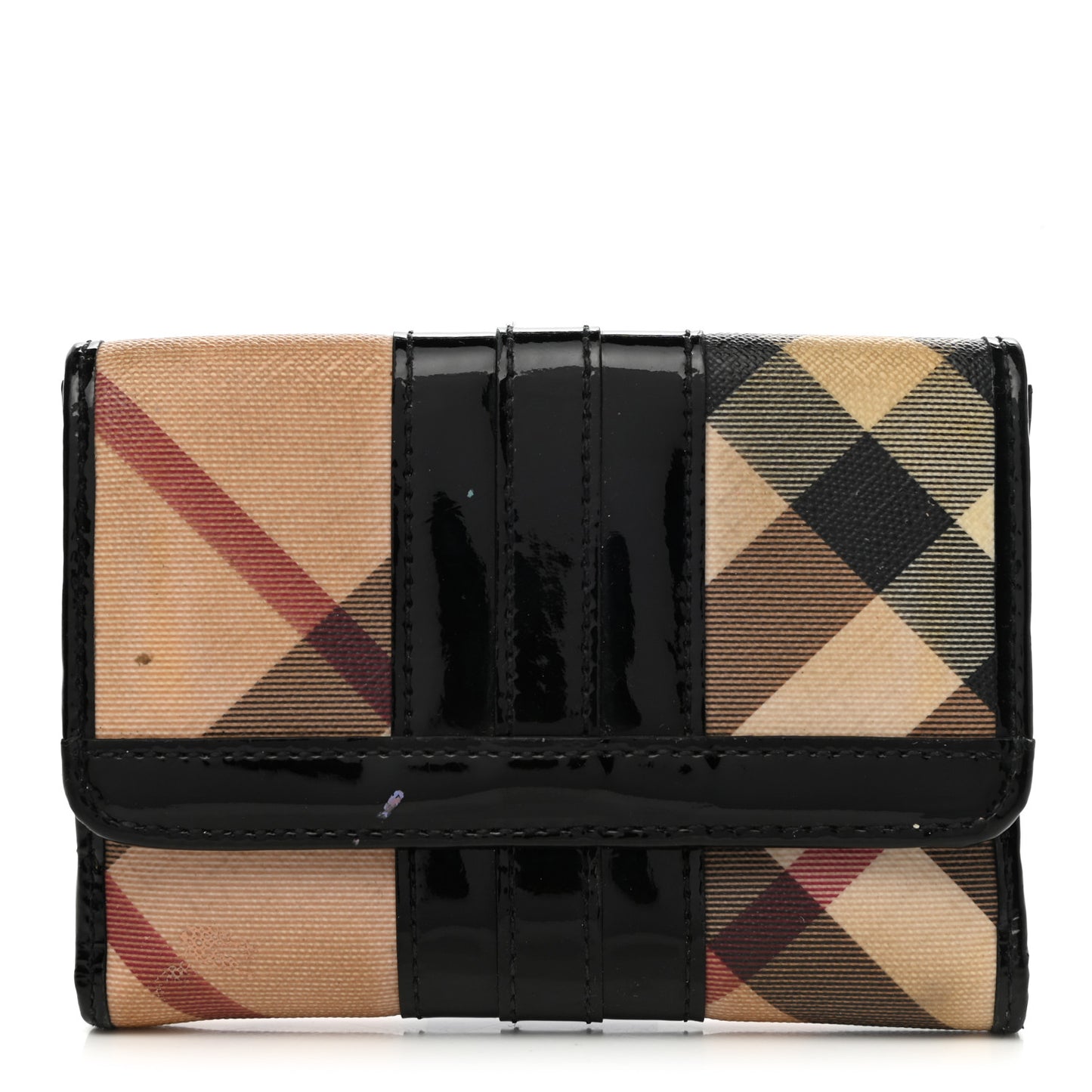 Patent Supernova Check Compact Wallet Black