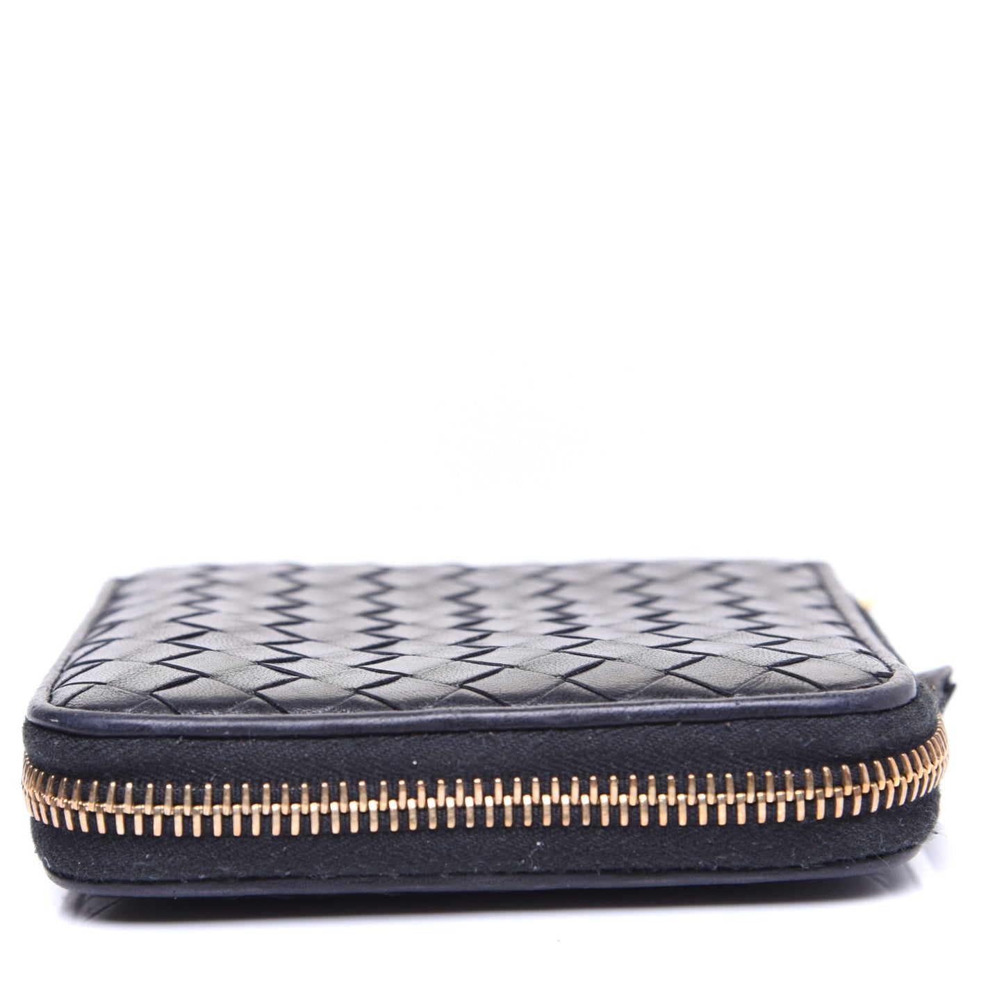 Nappa Intrecciato Zip Around Compact Wallet Black