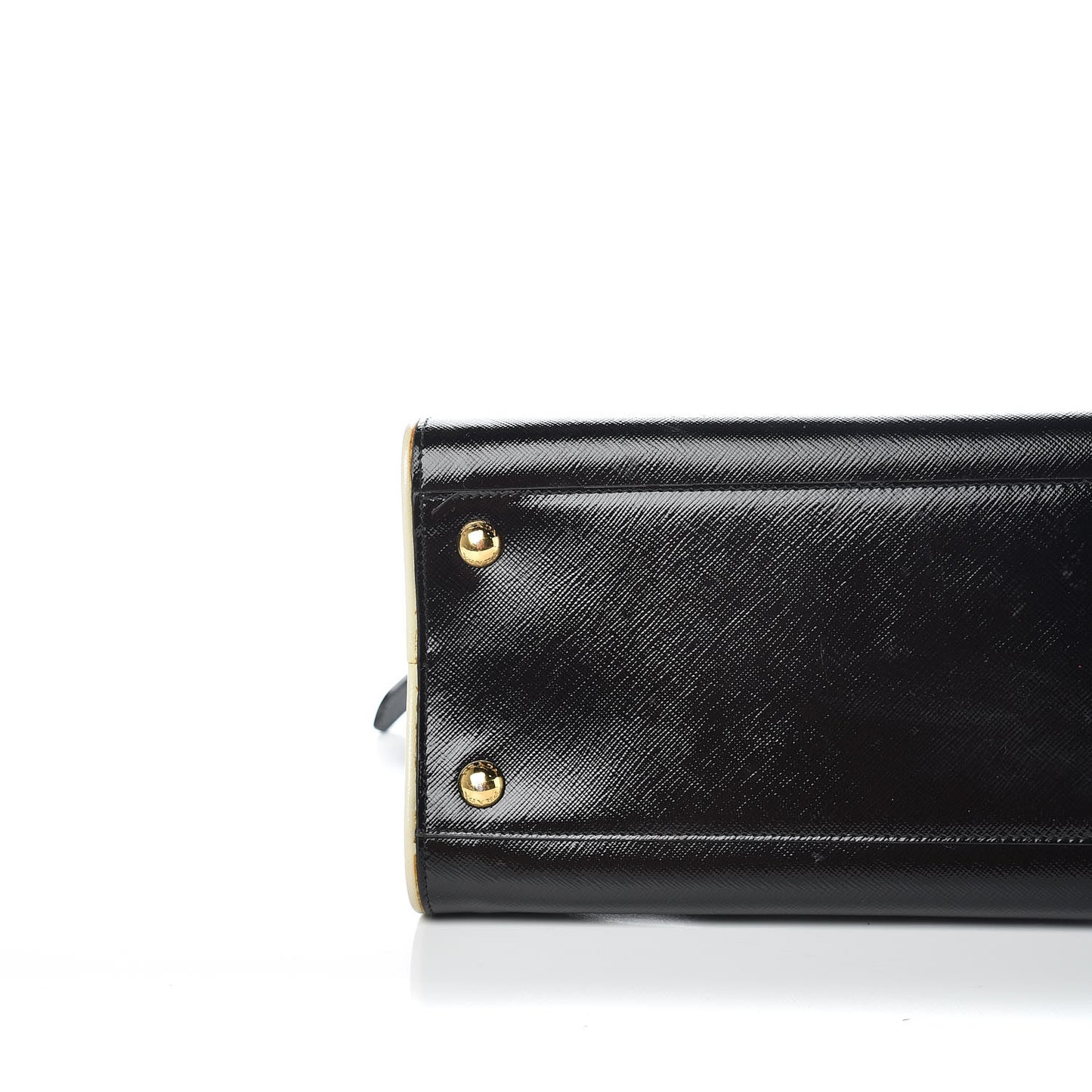 Saffiano Vernice Shopping Tote Black White