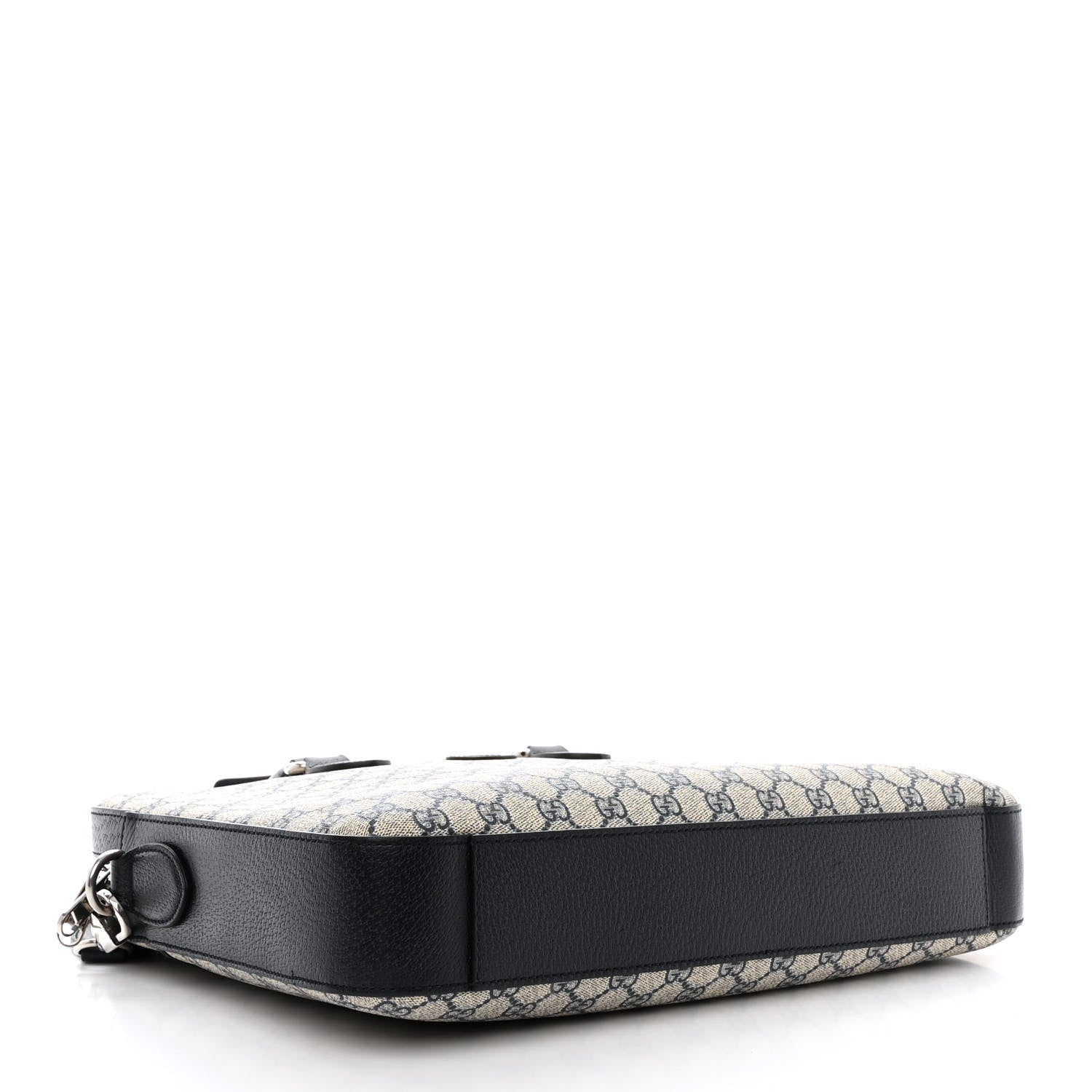 Gucci GG Supreme Monogram Textured Dollar Calfskin Web Retro Interlocking G Business Case Beige Blue 4 of 13