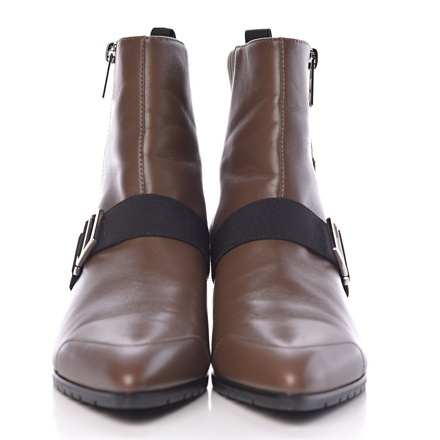 Nappa Calfskin Technical Canvas Shocky Ankle Boots 38.5 Gris Galet