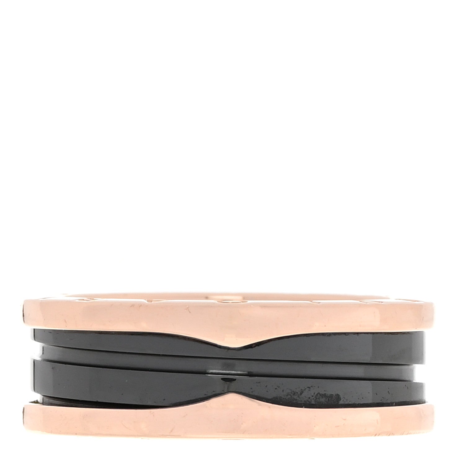 Bulgari 18K Rose Gold Black Ceramic B.Zero1 Two-Band Ring 63 10.25 1 of 6