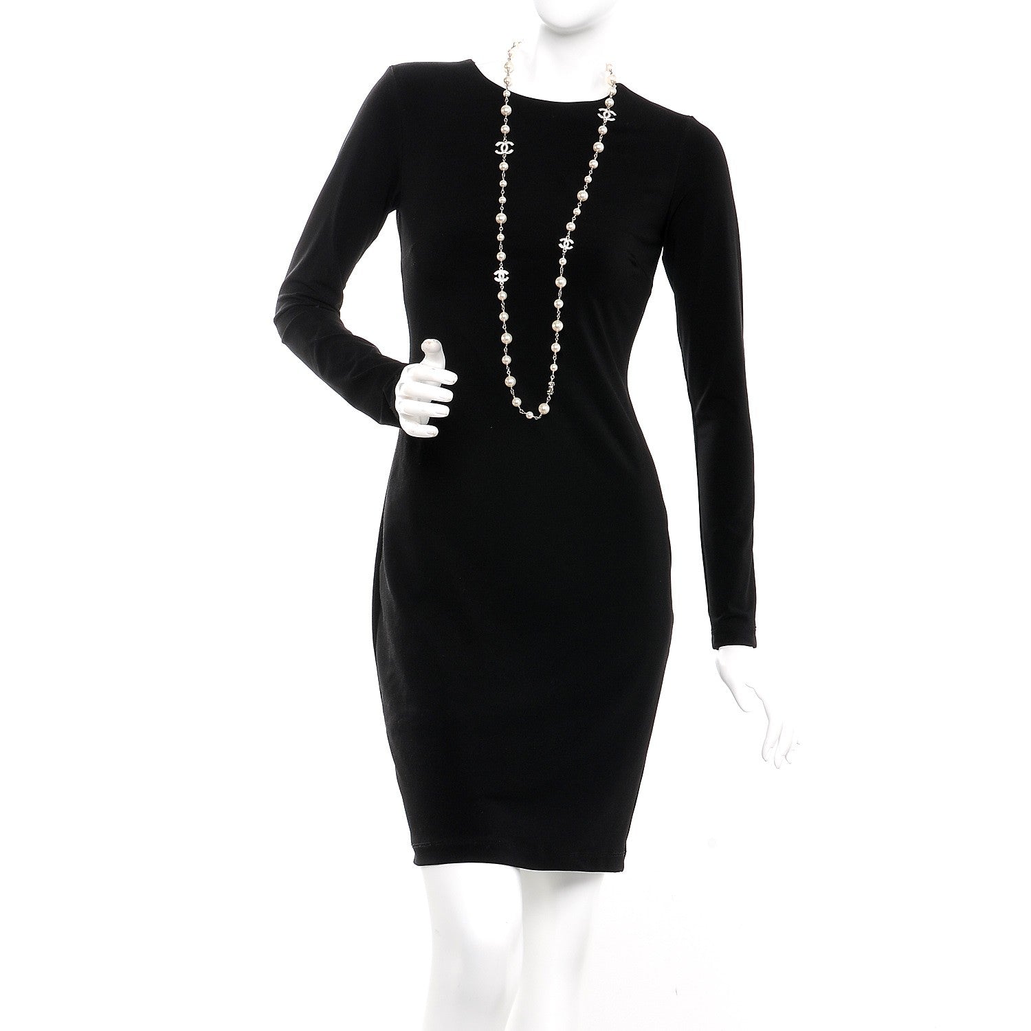 Chanel Graduated Pearl Crystal CC Long Necklace Silver 2 of 6
