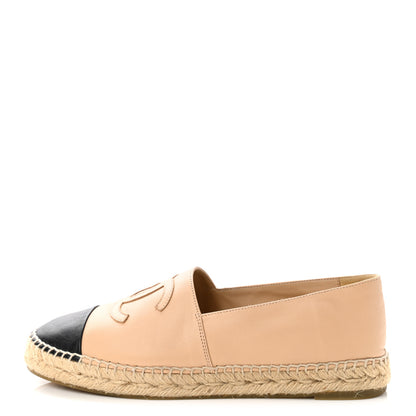 Chanel Lambskin CC Espadrilles 39 Beige Black 1 of 9