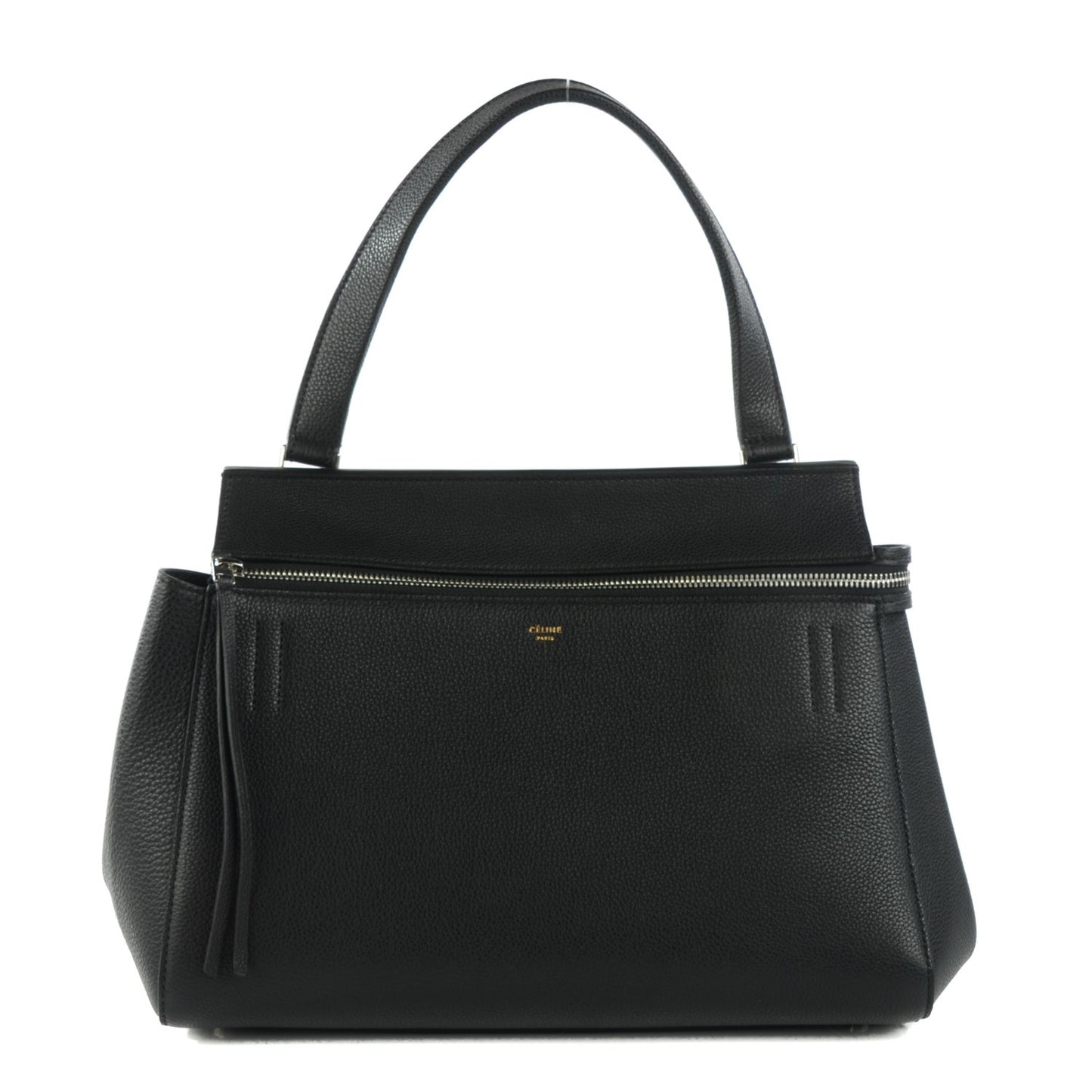 Drummed Calfskin Small Edge Shoulder Bag Black