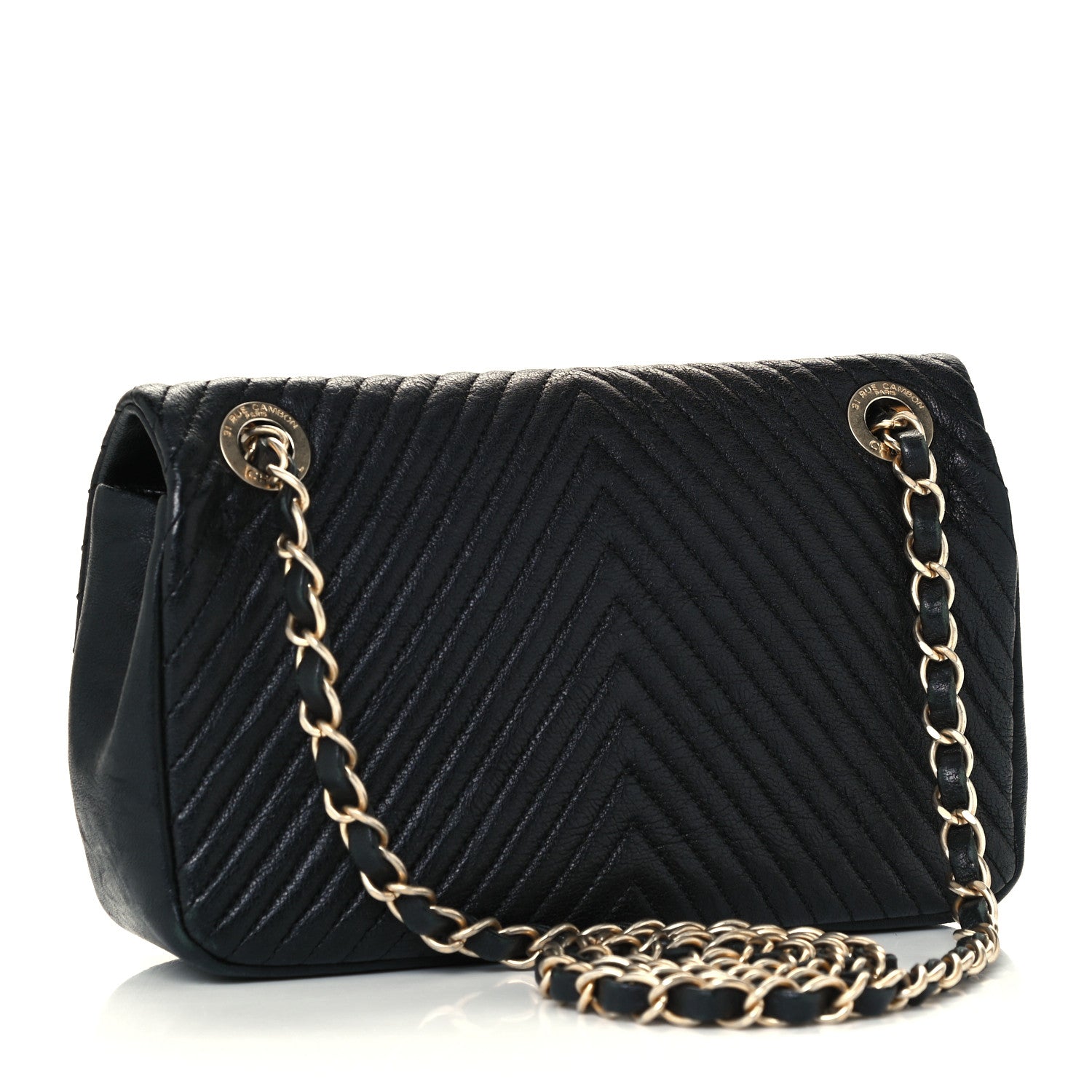 Chanel Wrinkled Lambskin Chevron Quilted Small Flap Black 3 of 12