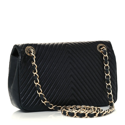 Chanel Wrinkled Lambskin Chevron Quilted Small Flap Black 3 of 12