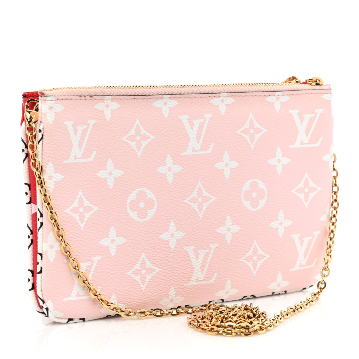 Monogram Giant Double Zip Pochette Rouge