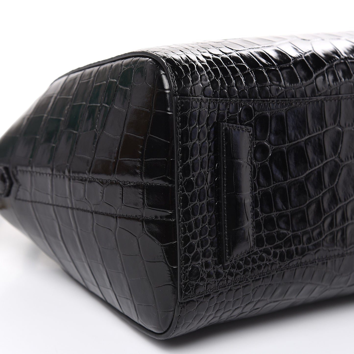 Calfskin Crocodile Embossed Small Antigona Black